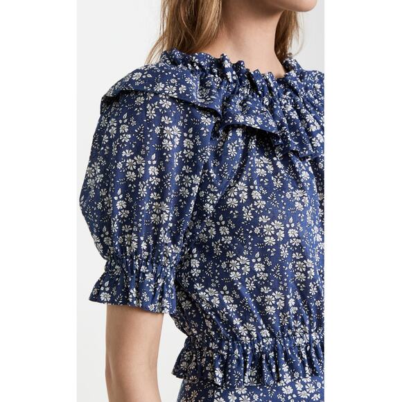 The Vampire’s Wife The Mob Blouse Floral Off The Shoulder Capel Linen Ruffle Top - Picture 3 of 13